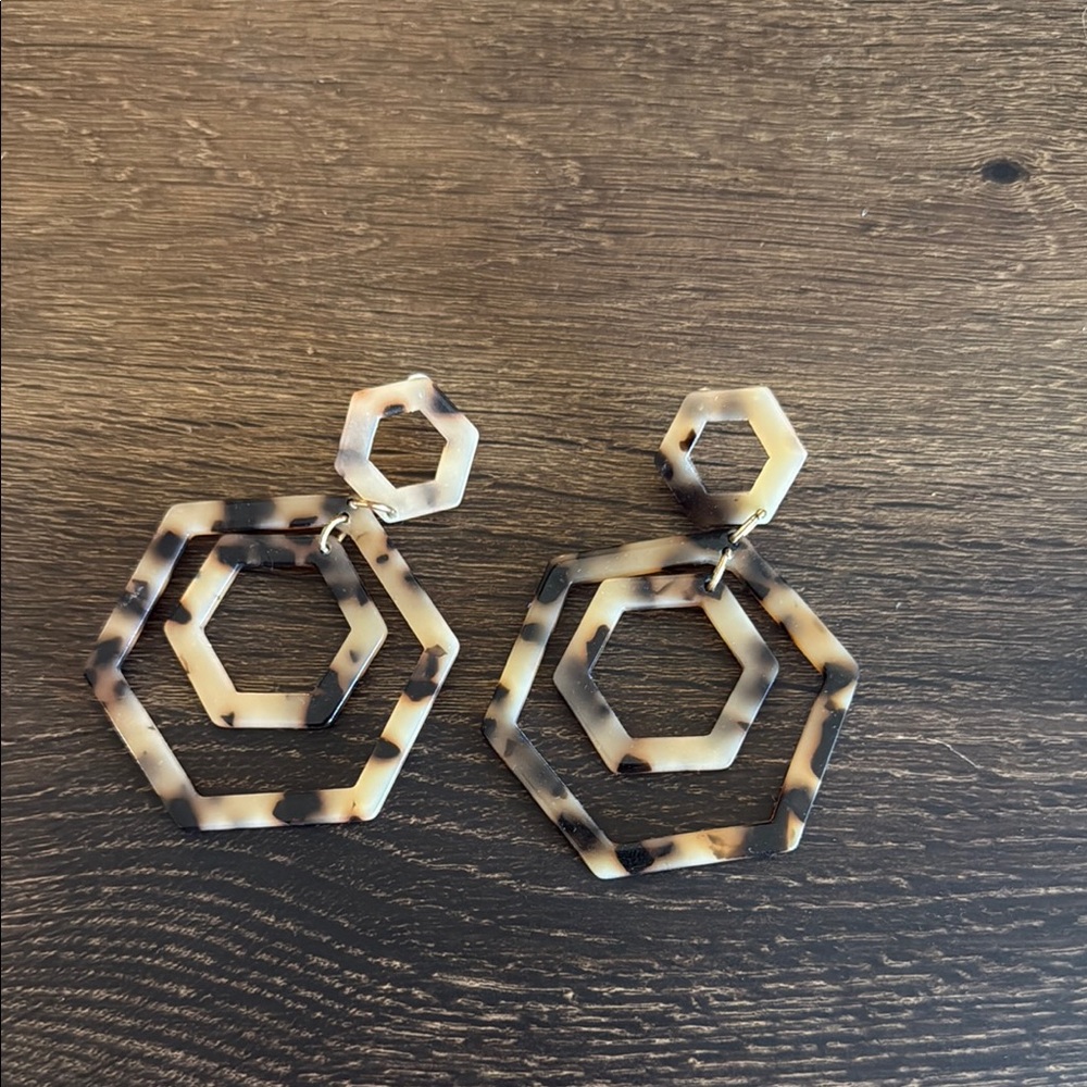 a new day Hexagon Tortoise Shell Earrings